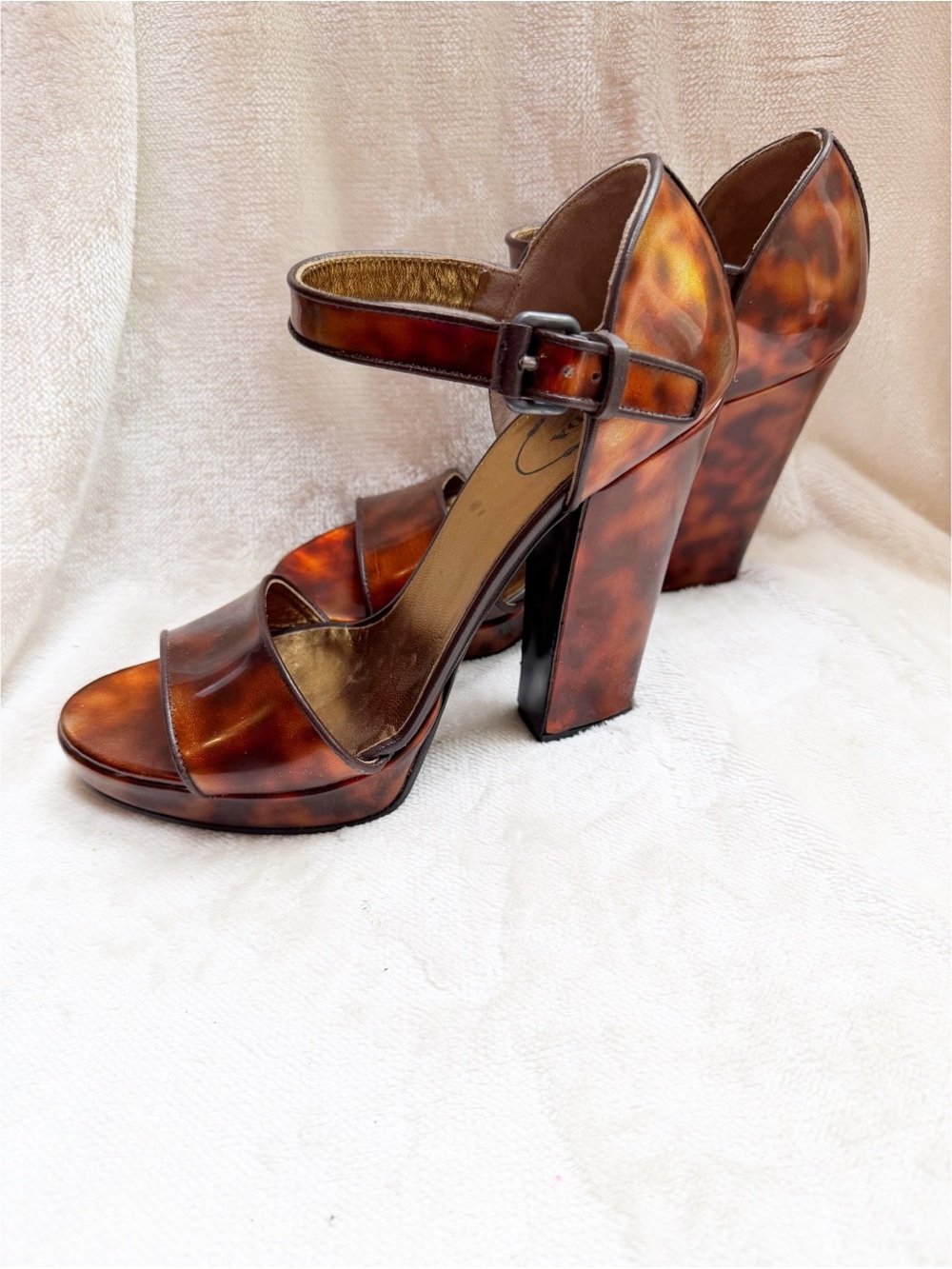 NWT Prada Tortoiseshell Platform Block Heel Sandals